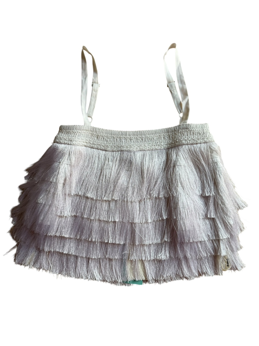 Shore White Layered Fringe tank with Adjustable Straps